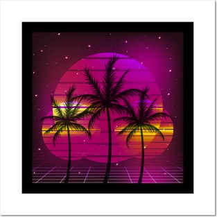 80s retro sunset Posters and Art